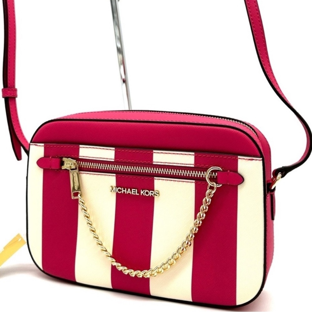 Michael Kors Large EW Zip Chain Xbody Crossbody Bag Electric Pink Multi